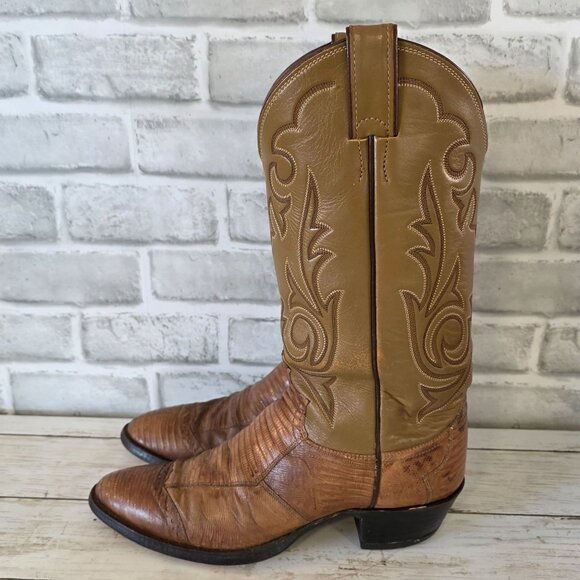 Justin Lizard Western Cowboy Boots Distressed Work Utility Mens 8 1/2 B - Picture 9 of 10